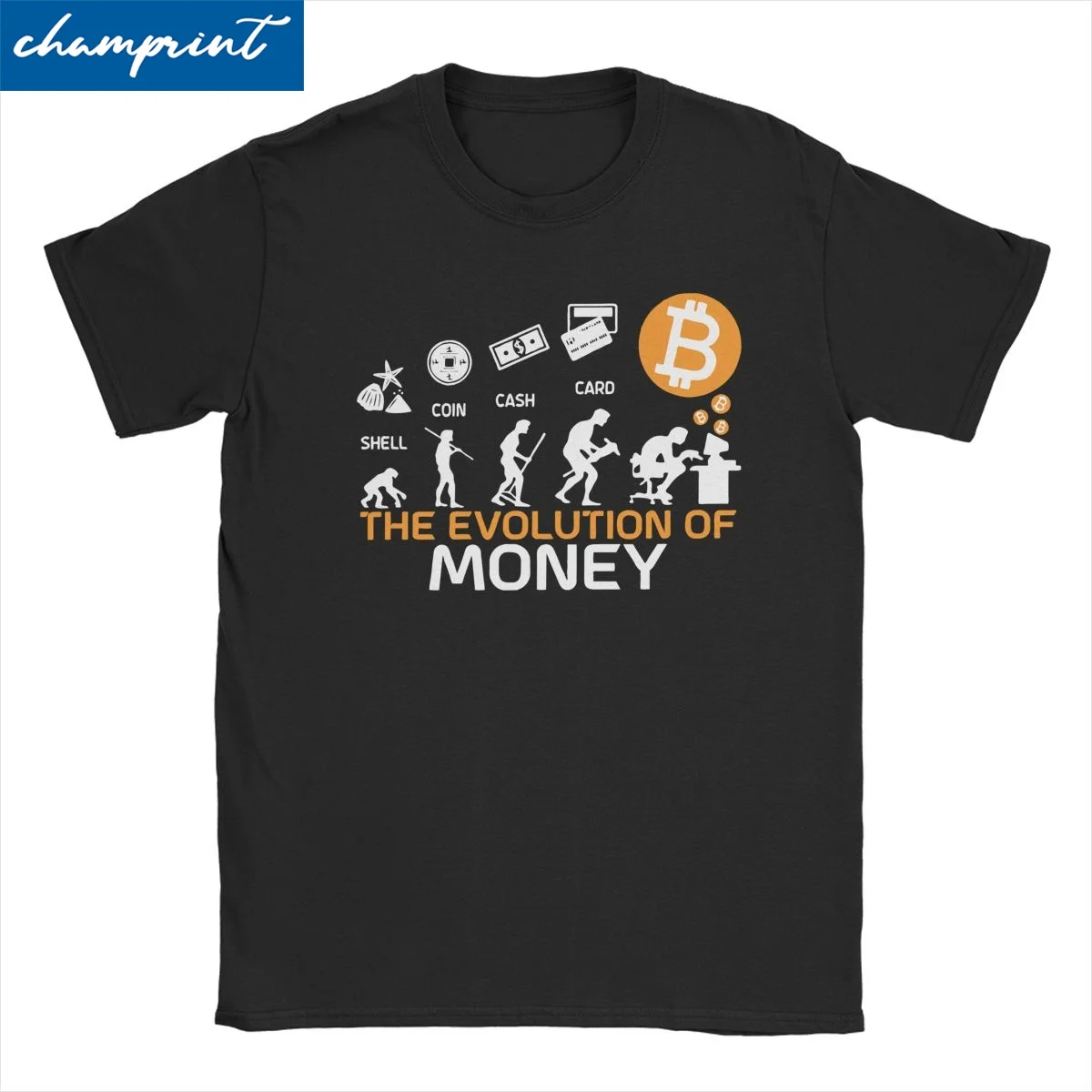 The Evolution Of Money Funny Bitcoin T-Shirt Men Women Crypto Coin Cotton Tee Shirt Short Sleeve T Shirts Original Tops