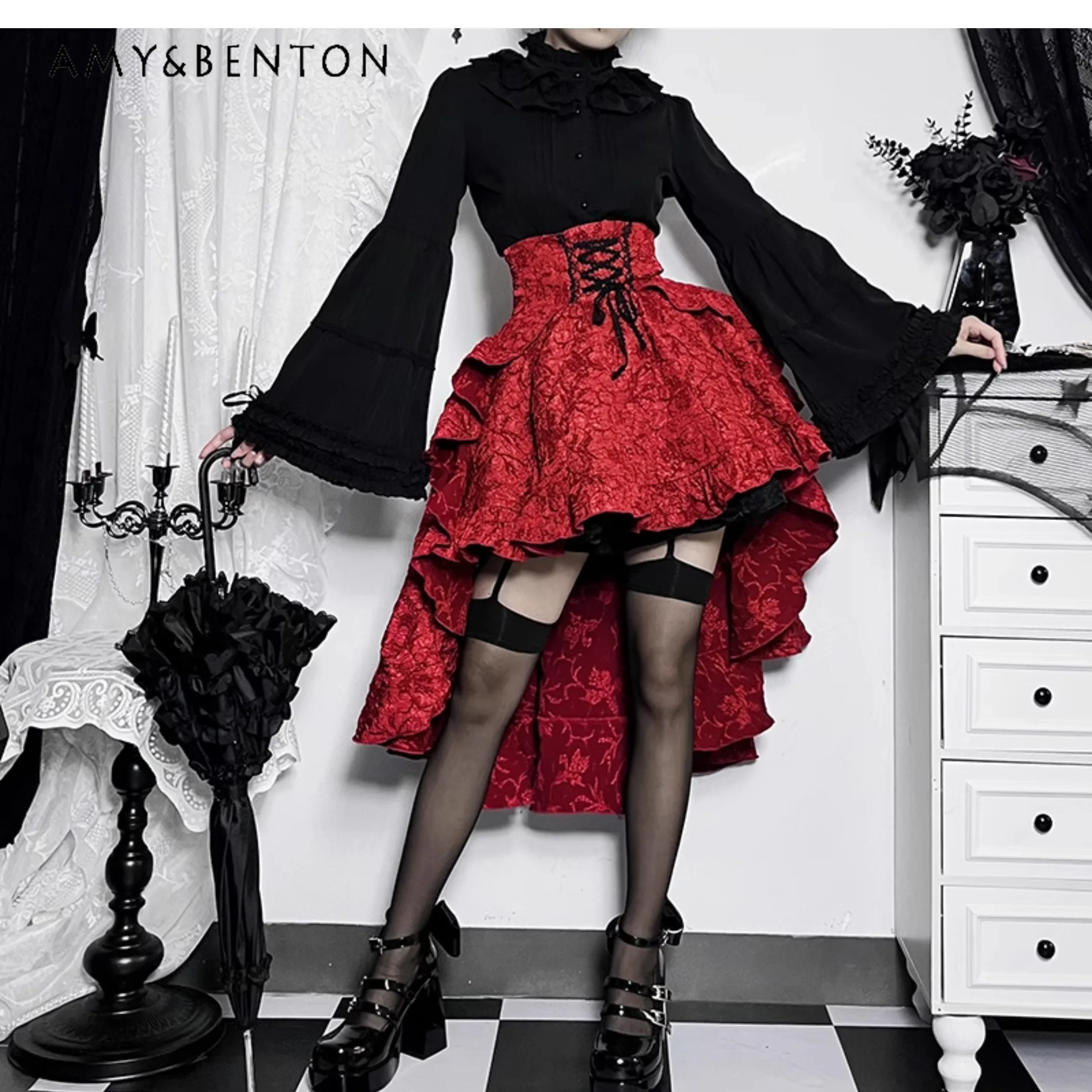 Summer New Gothic Classical Lolita Skirt Women Harajuku Style Street Song-Promotion Costume Elegant Princess Ball Gown Skirts