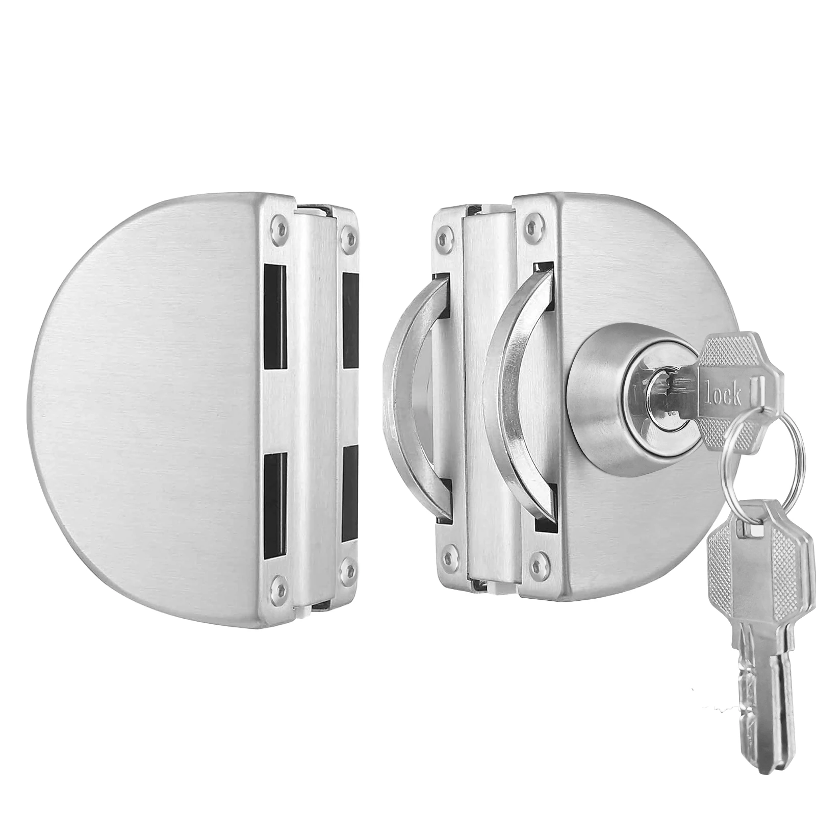 

Glass Door Lock, Only Fits on10 mm -12 mm Glass, 304Stainless Steel Double Bolts Swing Push Sliding Access Control Office Glass