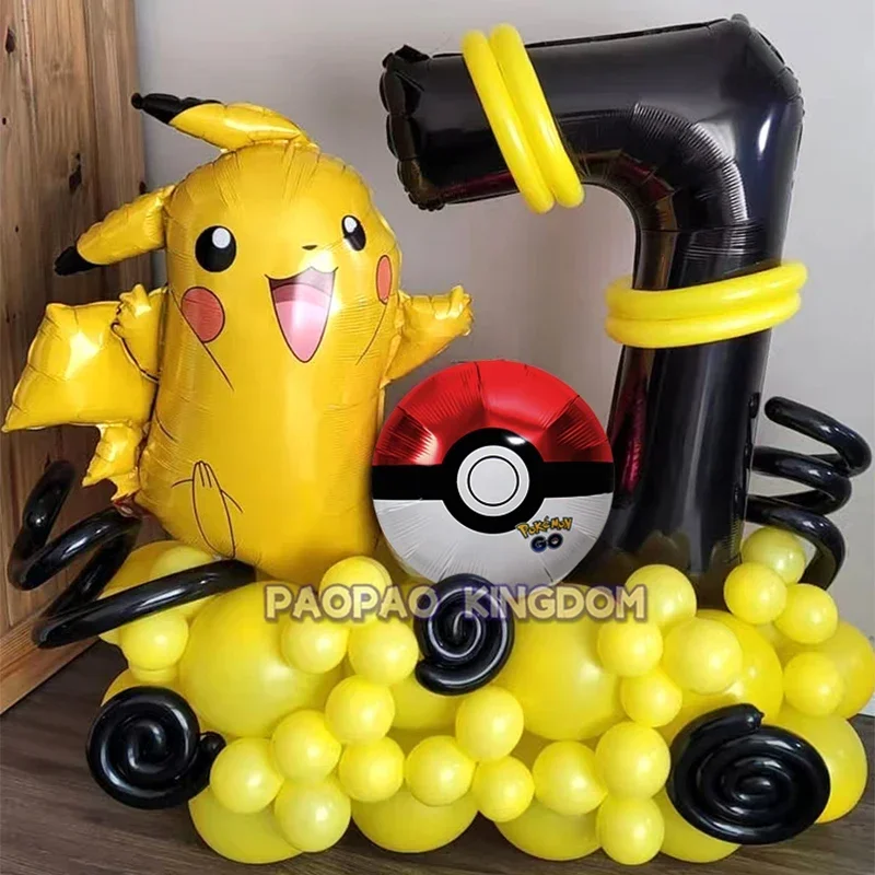 Ramo de globos de Pokémon, suministros de decoración de globos de aluminio, Pikachu, Squirtle, Bulbasaur, figura humana, regalo de fiesta de cumpleaños para niños