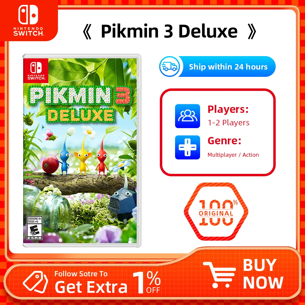 Nintendo Switch - Pikmin 3 Deluxe - Games Cartridge Physical Card Support TV Tabletop Handheld Mode