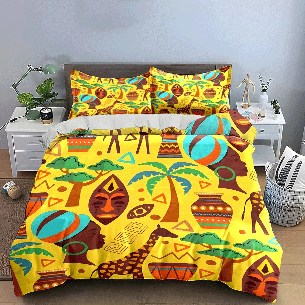 

African Style Decor Set—Cultural Ambience Exquisite three-piece bedding set gift for kids and adults