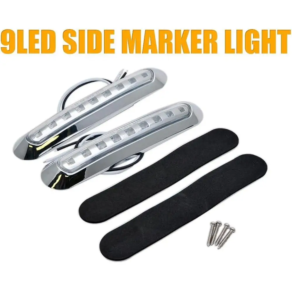 2pcs 9 LED Side Marker Light 10-30V Waterproof Amber Red White Clearance Lamp for Truck Trailer RV Pickup Lorry Warning Signal - view 2