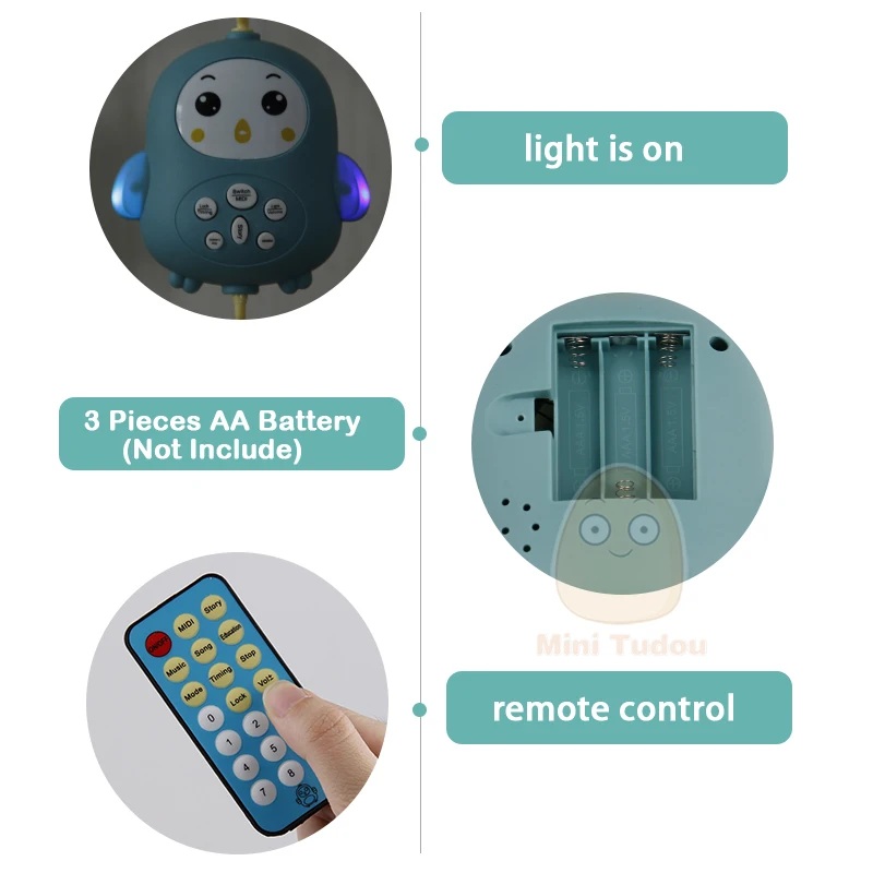 Baby Crib Mobile Rattle Toy For 0-12 Months Infant Rotating Musical Projector Night Light Bed Bell Educational For Newborn Gift