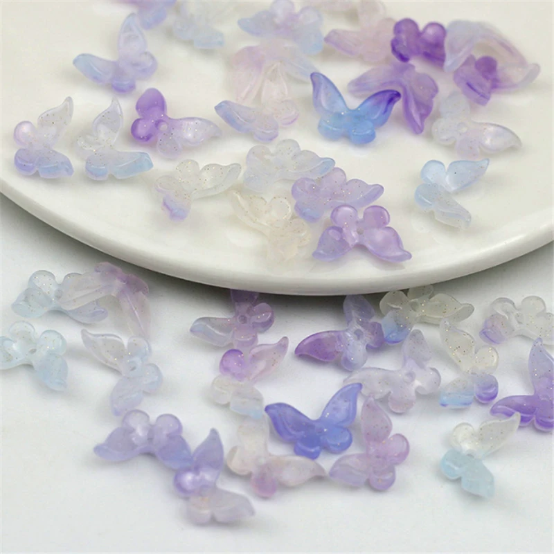 20Pcs/Lot New Acetic Acid Mini Butterfly Beads Charm Connectors Diy Ornament Earrings Hair Jewelry Making Accessories