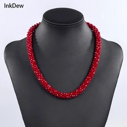 INKDEW Beads Handmade Necklace Threading Faceted Crystal Short Necklace for Lady Women Gift Choker Statement Multicolor NE002