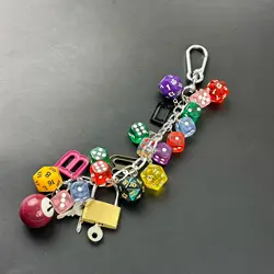 Hip hop punk Handmade keychain DIY mixed color dice Backpack pendant Extremely complex enthusiasts Essential Super Pendant