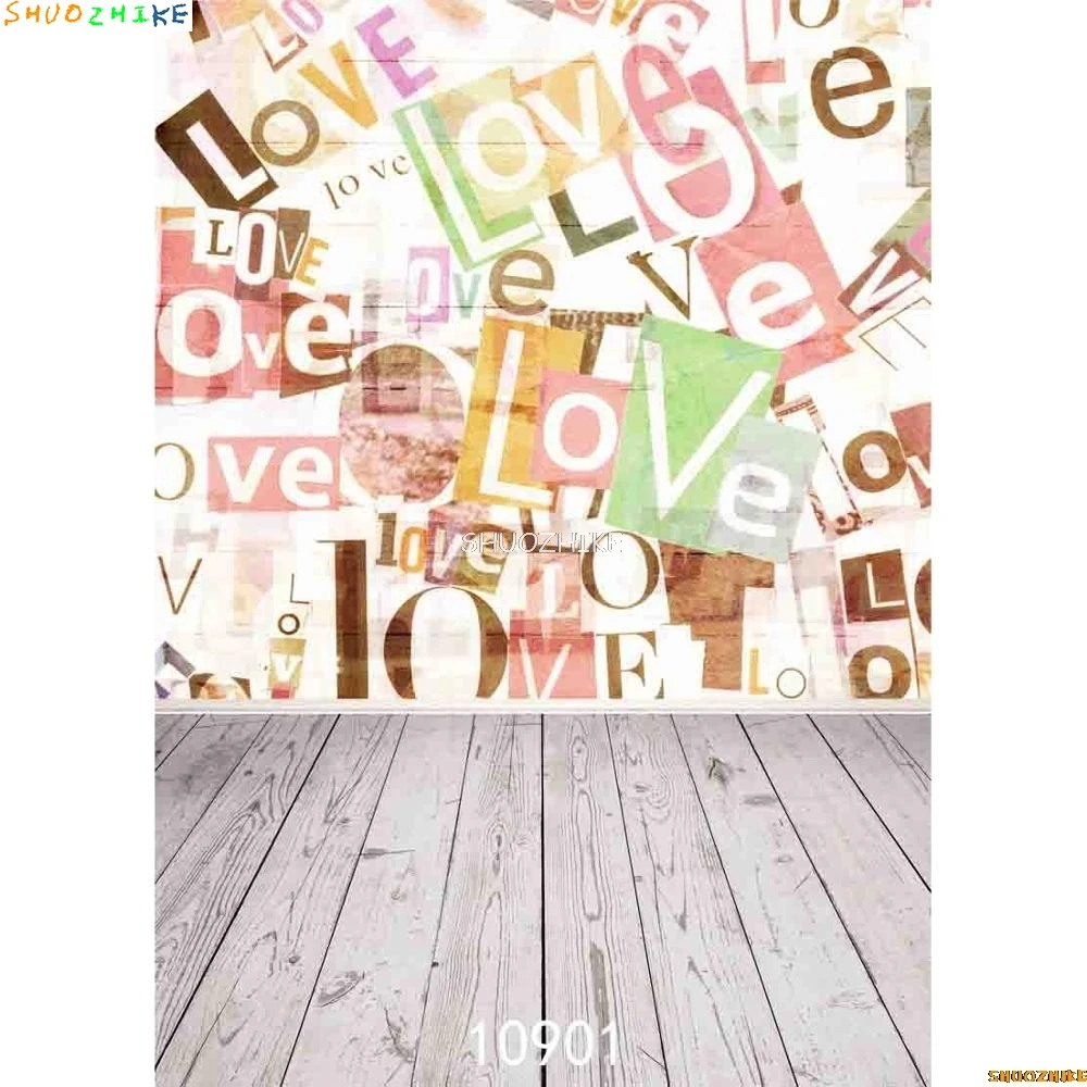 Vinyl Custom Liefde Hart Fotografie Achtergronden Prop Valentijnsdag Rose Muur Houten Planken Fotografie Achtergrond JL-25