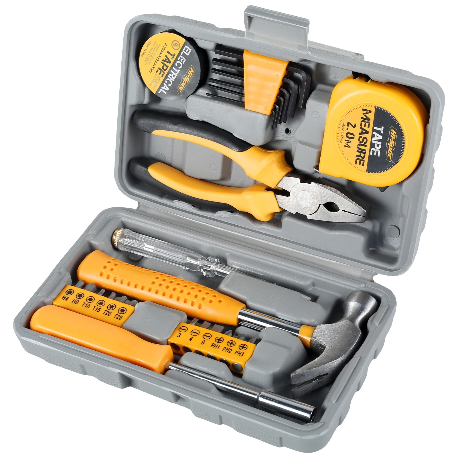 24 件套 Home Repair Tool Kit Multi-Purpose Home Hand Tool Set with Storage Case Durable Hammer and Allen Key Set with Electri