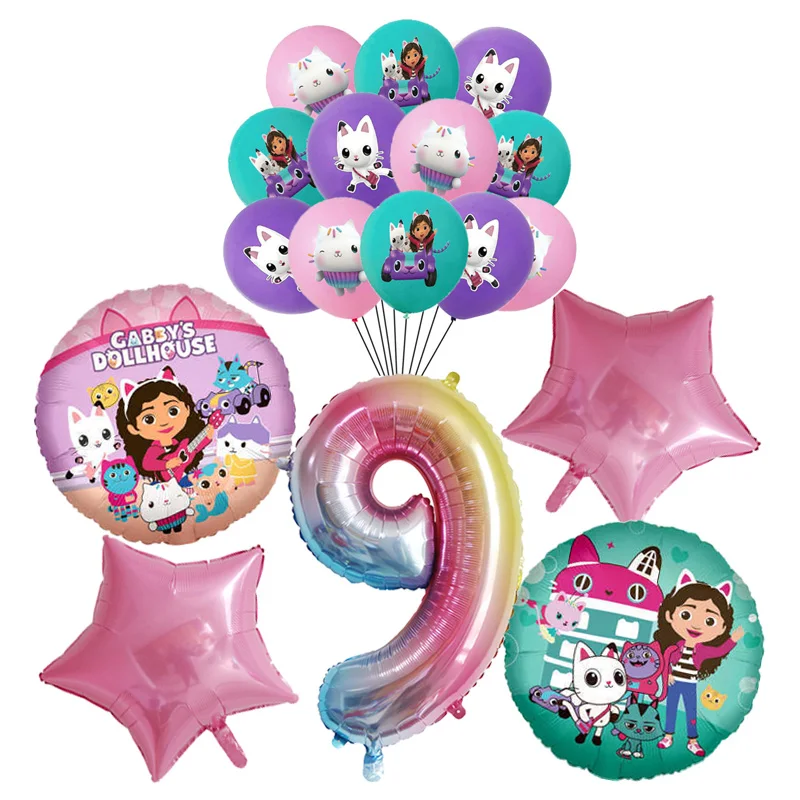 Gabby Puppenhaus Katzen Geburtstag Dekoration Ballon Einweggeschirr Katzenballons Kinder Gabby Puppenhaus Figuren Partyzubehör