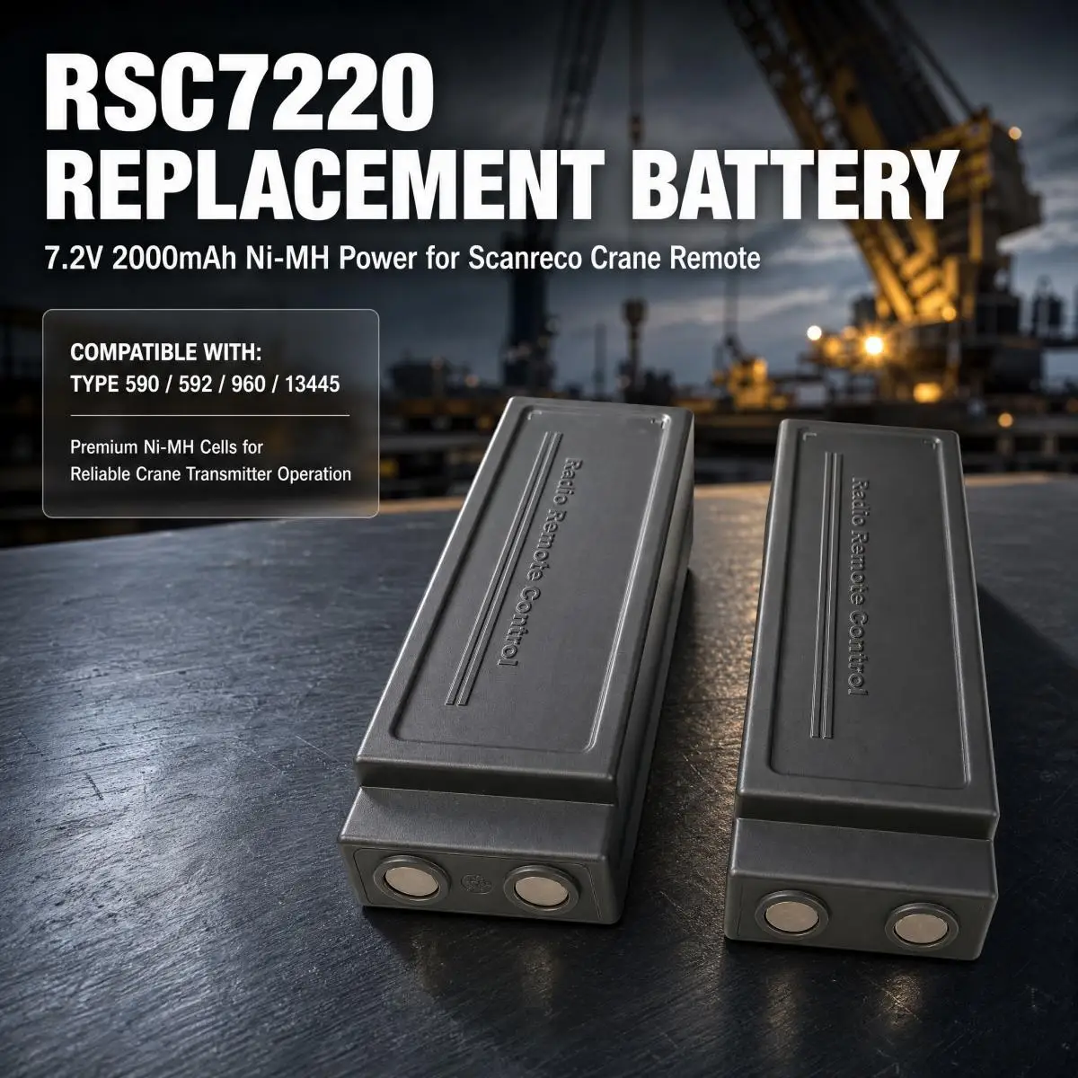 7.2V 2000mAh Ni-MH Replacement Battery RSC7220 13445 Type 590 592 960 for Scanreco XCMG Crane Remote Control Transmitter