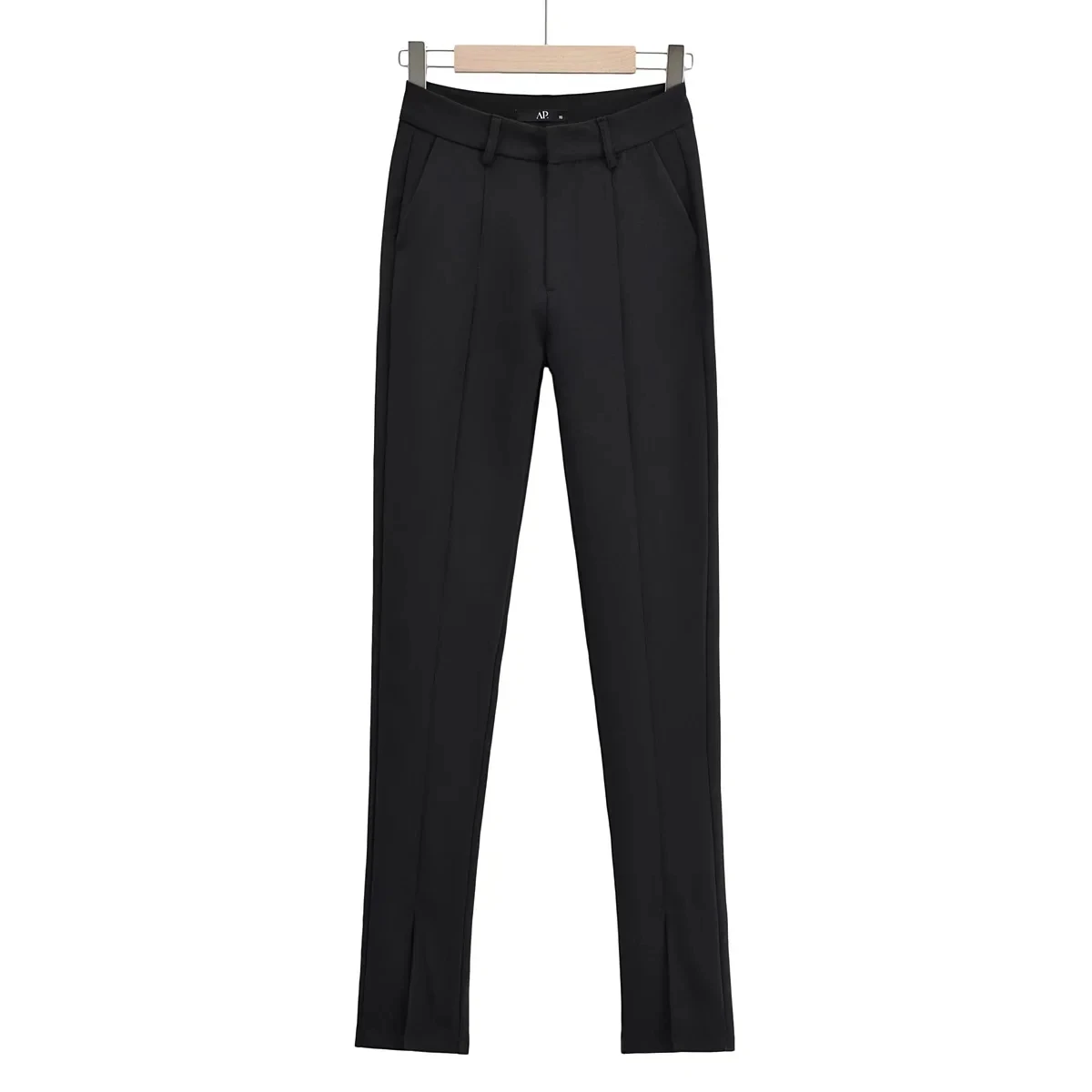 التخسيس عالية الخصر مستقيم الساق دعوى السراويل الأمريكية Sle Bla الجبهة سبليت عارضة السراويل للنساء العصرية تخفيف Faion #1