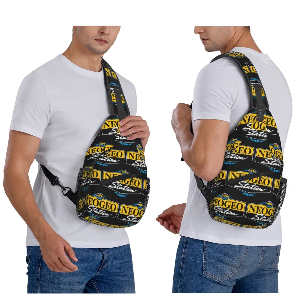 

Neo Geo Logo Neogeo Arcade Game Chest Bag Men Sling Crossbody Backpack Chest Bag Traveling Hiking Daypack Shoulder Bag
