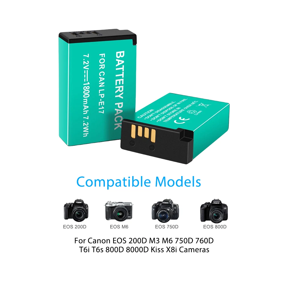 2/3/4Pcs LPE17 LP E17 LP-E17 배터리 + LCD USB 듀얼 충전기 Canon EOS 77D 200D M3 M6 750D 760D T6i T6s 800D 8000D Kiss X8i
