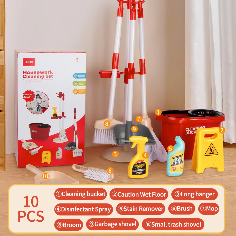 Wow!Cleaning Toys Children\'s Pretend Play Cleaning Set and Sanitation Simulation Broom Vacuum Cleaner Tool Toy For Children Gift