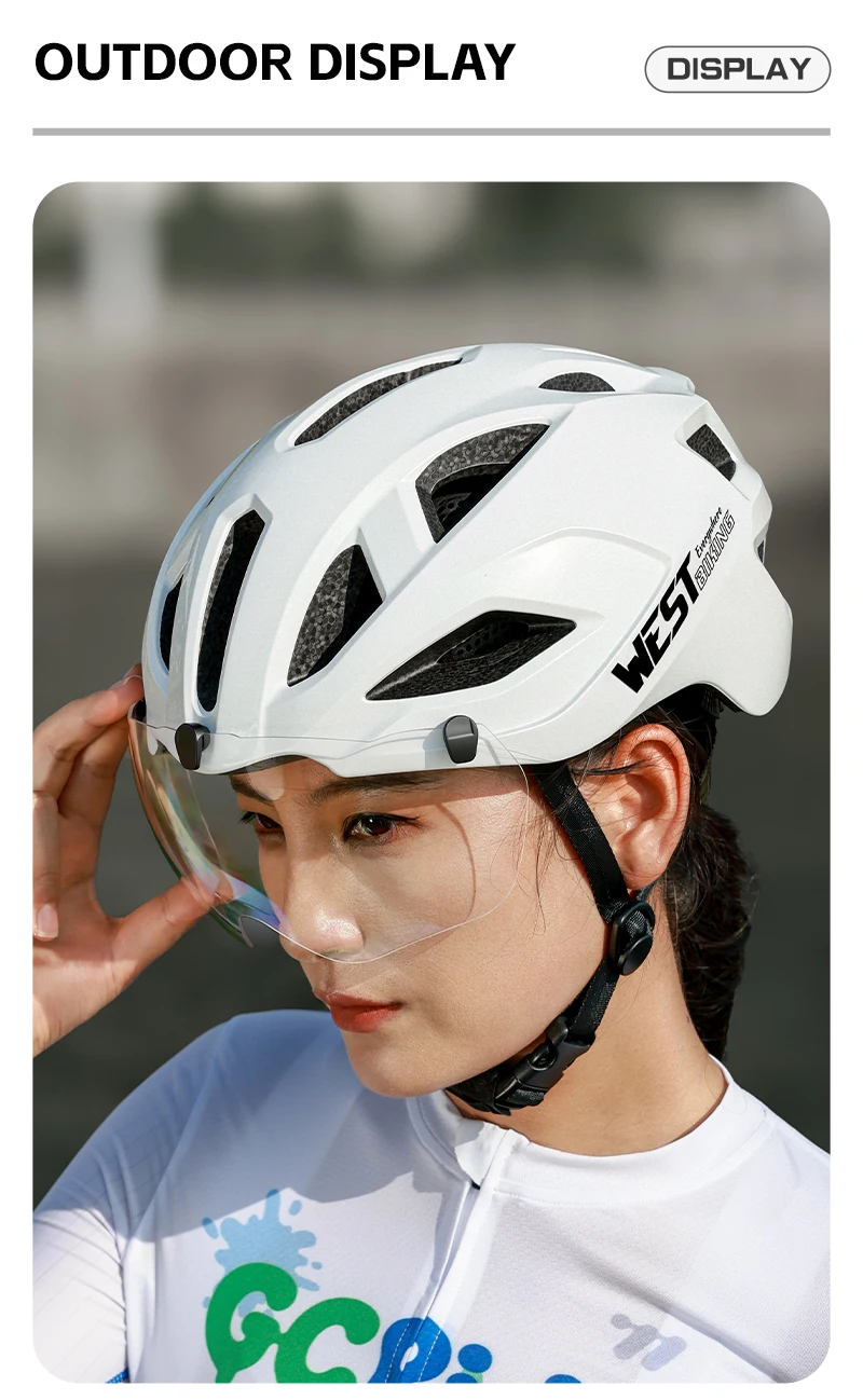 WEST BIKING Fahrradhelm mit magnetischem Visier, leichter Rennradhelm, 16 Belüftungsöffnungen, Insektenschutz, große Größe, Unisex, mehrfarbig – Detail 15