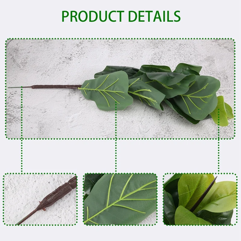 New Artificial Plants Fiddle Leaf Fig Faux Ficus Lyrata Tree Fake Green Bushes Greenery For Garden Porch Window Box Decor