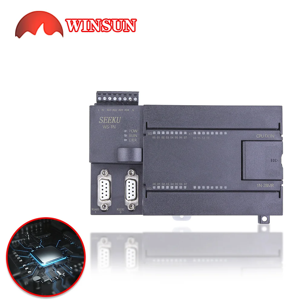 Compatible with Mitsubishi FX1N-28MR SeekU 24VDC or 220VAC PLC Logic Controller Board Input 16 Output 12 real time Clock