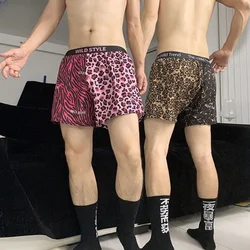 Men's Arrow pants Pink Leopard Underpants Home Casual Loose Trendy Ice Silk Four cornered Underwear Men sleeping pants