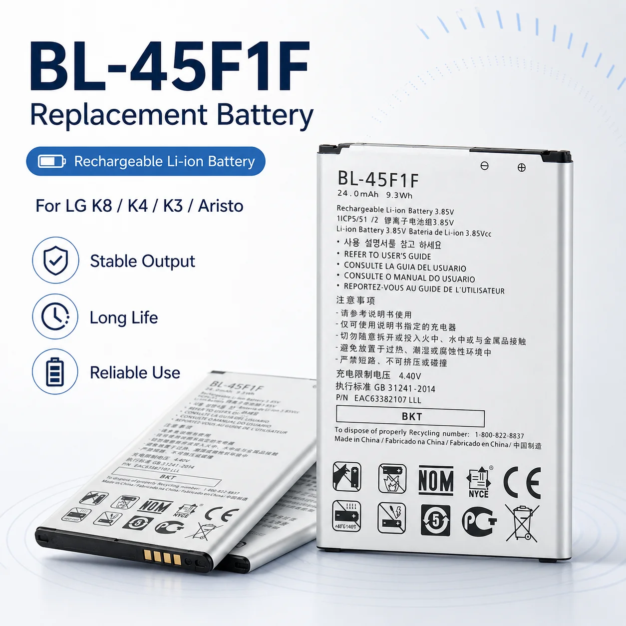 BL-44E1F BL-45A1H BL-45B1F BL-47TH BL-48TH Replacement Battery for LG V10 V20 G4 K10 K8 K4 K3 With Tools