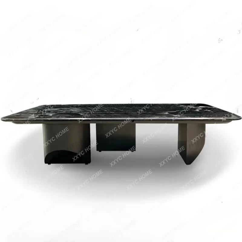 XX minimalist natural marble black rose suspended coffee table living room custom round coffee table