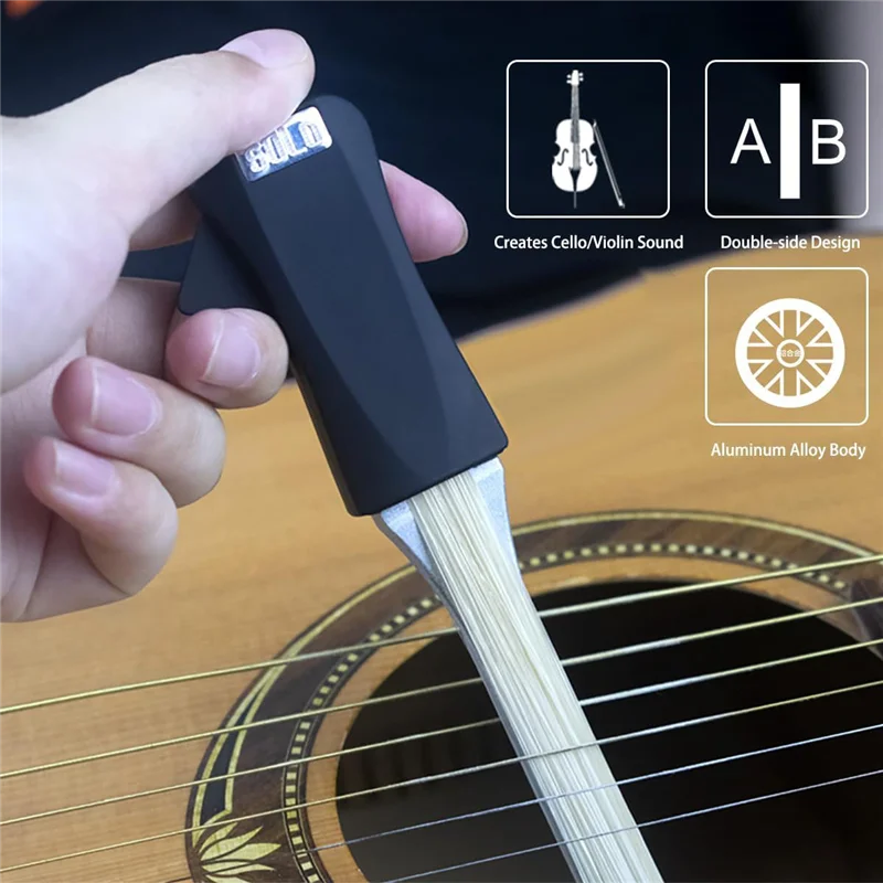 AEB0-SOLO قوس الجيتار المحمول المزدوج الوجهين تصميم الإبداعية متعددة الأغراض الغيتار اختيار القوس ل باس البانجو الكمان آلة موسيقية