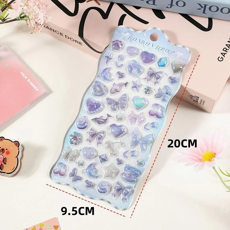 New Student's Scrapbooking Cute Gifts, Mini 3D Relief Cartoon Stickers 1/4 Sheets