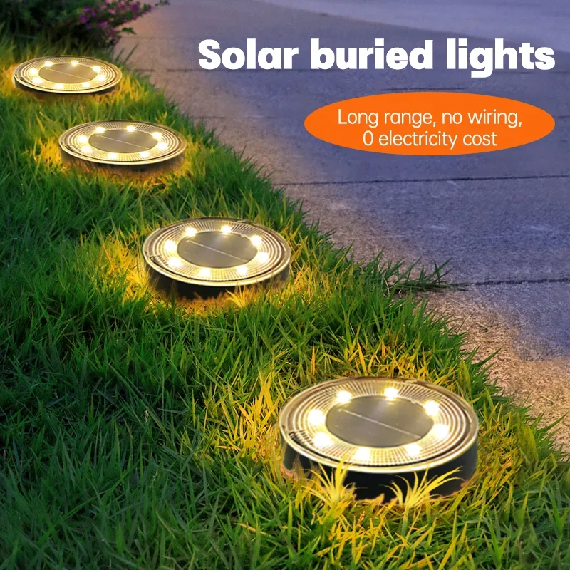 Solar Powered Ground Lights LED Waterproof Buried Light Courtyard Lawn Light, Road Garden Ground Light Garden Decoration Lamp
