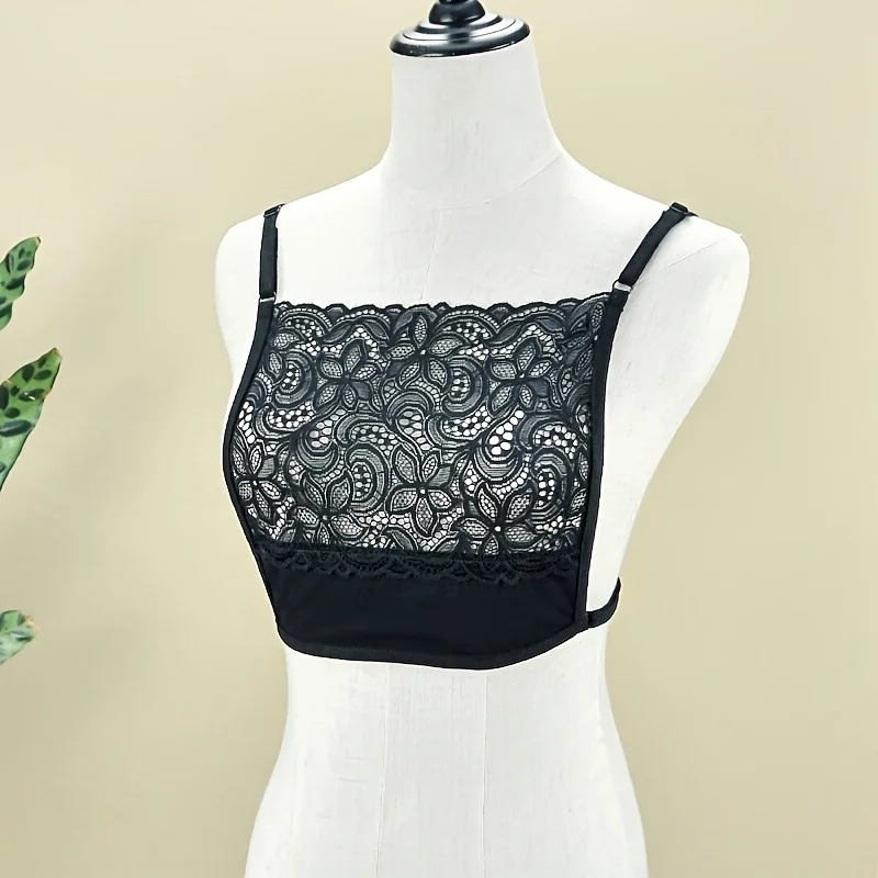 1pc Lace-Style Camisole, Low Neck Chest Cover, Inner Fake Collar Clothing