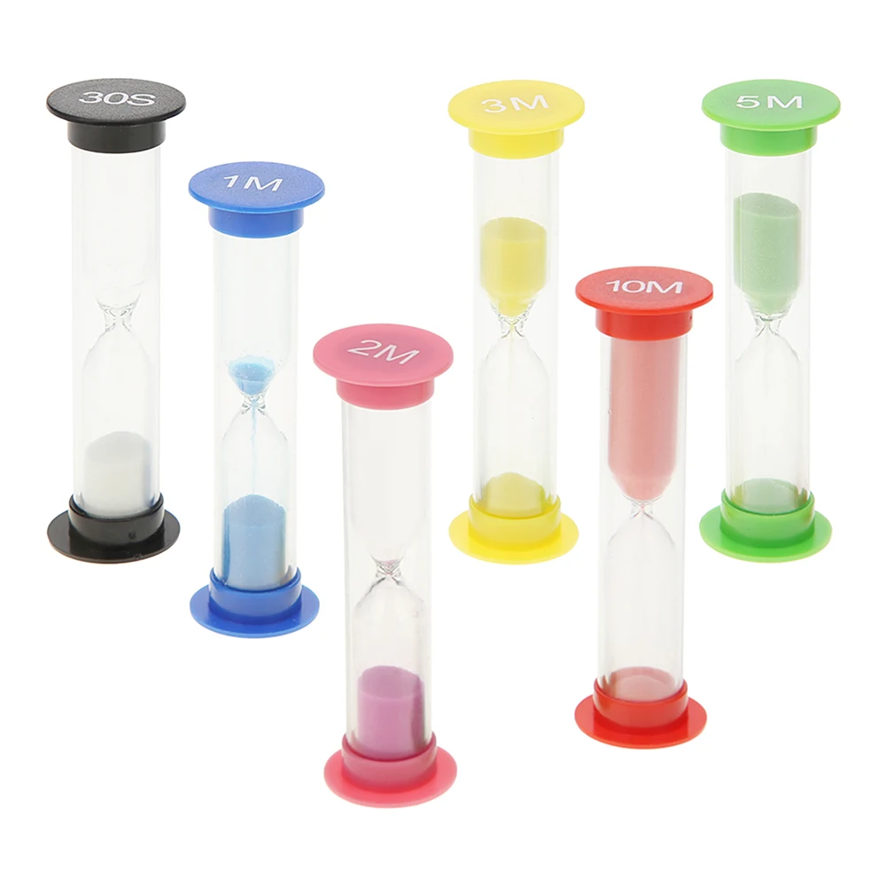 Z2 6pcs/set Creative Plastic Hourglasses Sandglass Timer Children Time Toy Gift Home Decoration 0.5/1/2/3/5/10 minutes Hourglass