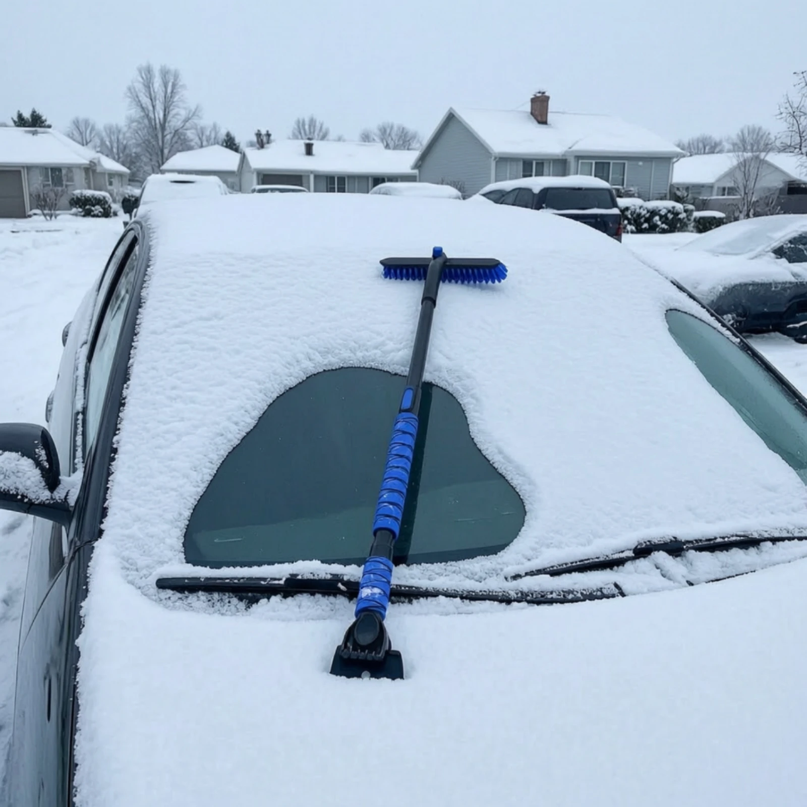 3-in-1 Car Snow Removal Tool Retractable Portable Car Snow Shovel with Brush and Scraper Sturdy Long-Lasting
