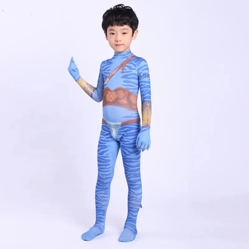 New Avatar 2 Cosplay Costume Movie Jake Sully Neytiri Bodysuit Suit Zentai Jumpsuit Halloween Costume For Women Men Child Kids
