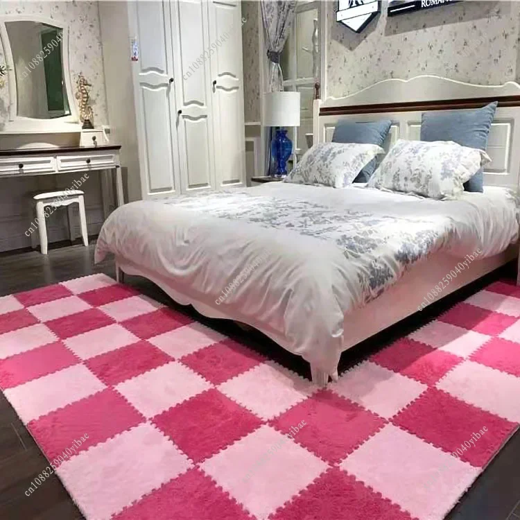 24Pcs Soft Floor Mat 30x30x1CM Suede Anti-skid Carpet Bedroom Living Room Bay Window Rental Home Mat Square Interlocking Rug