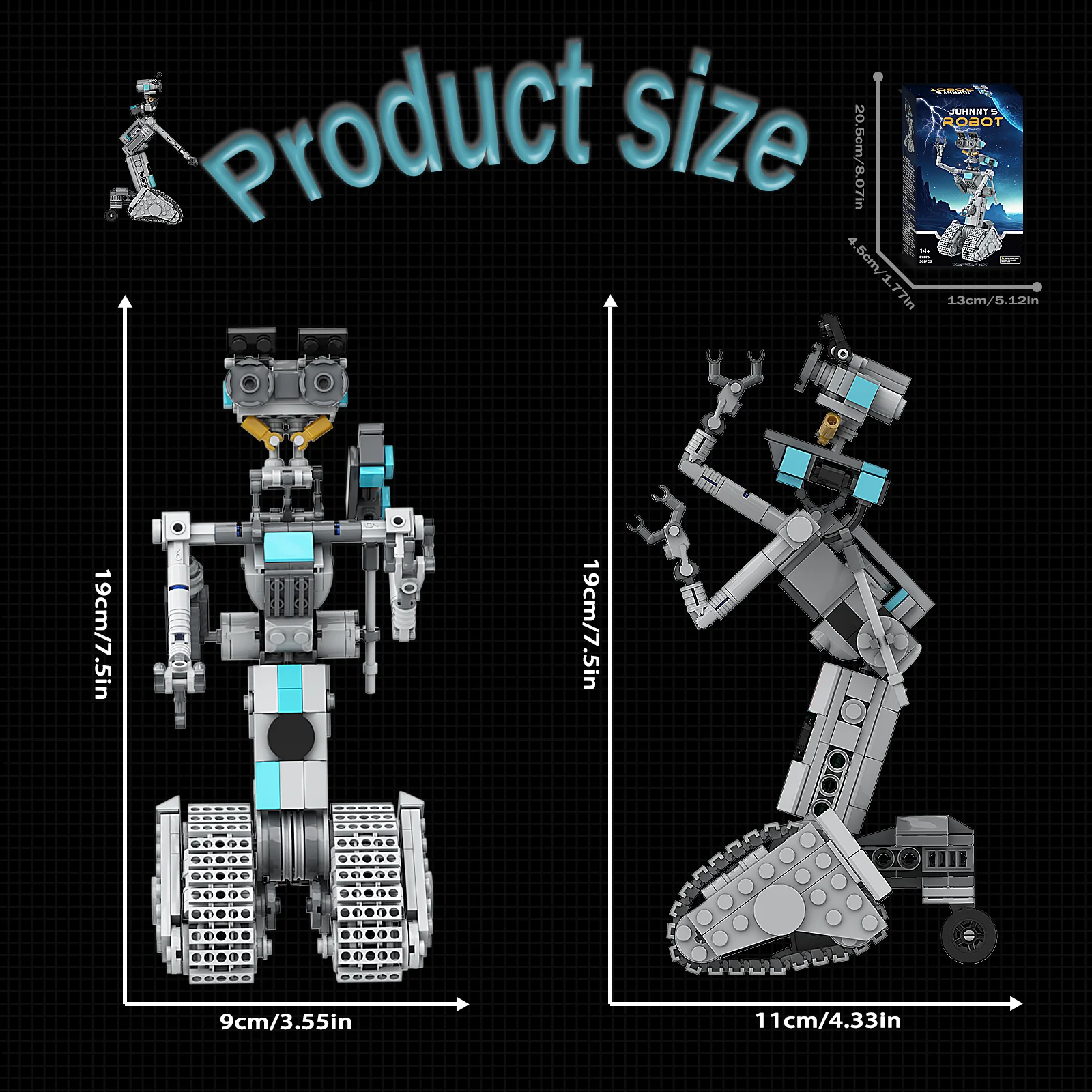 A Blue Robot That Can Roll,Creative Building Block Toy Set, Desktop Building Bricks,Assembly Building Kit,Halloween .369PCS