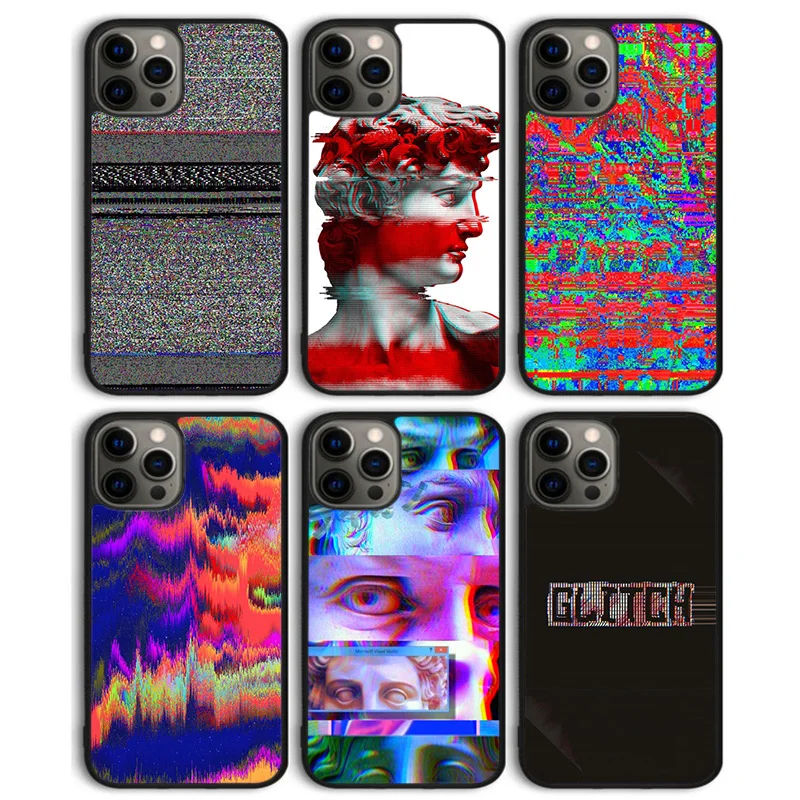 Abstract Glitch Art Phone Case Back Cover for iPhone 16 15 SE2020 14 13 11 12 Pro Max mini XS XR X PlusS Shell Coque