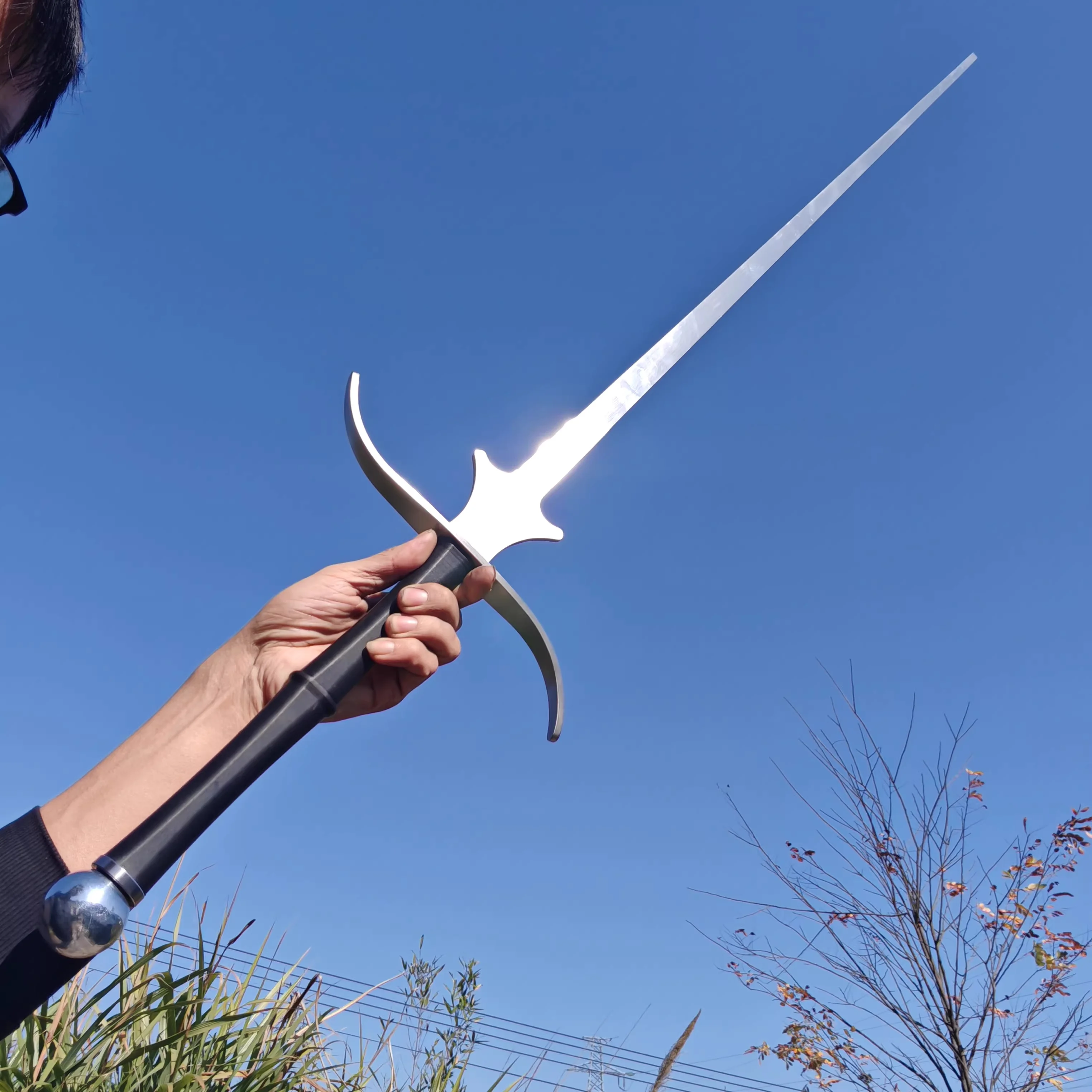 130cm non-sharp training hair clip for head combat with European sword.Cross Templar Knight Katana Ninja martial arts enthusiast