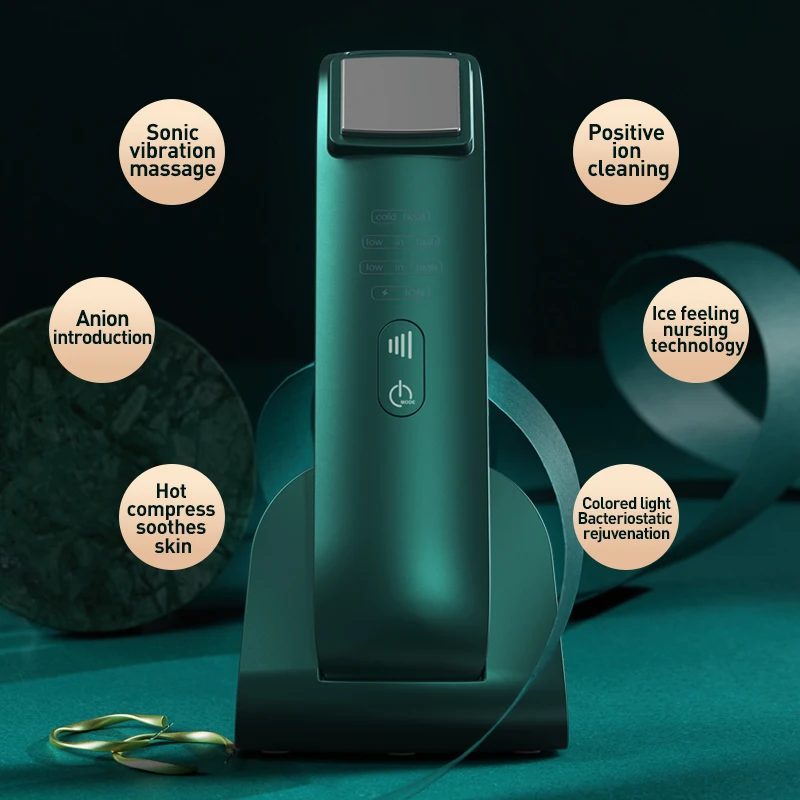 Personalizado Anti-enrugamento rosto Massager, cuidados com a pele, Frio e Quente Facial, pulso dourado, pescoço rosto levantamento, RF LED, dispositivo de beleza