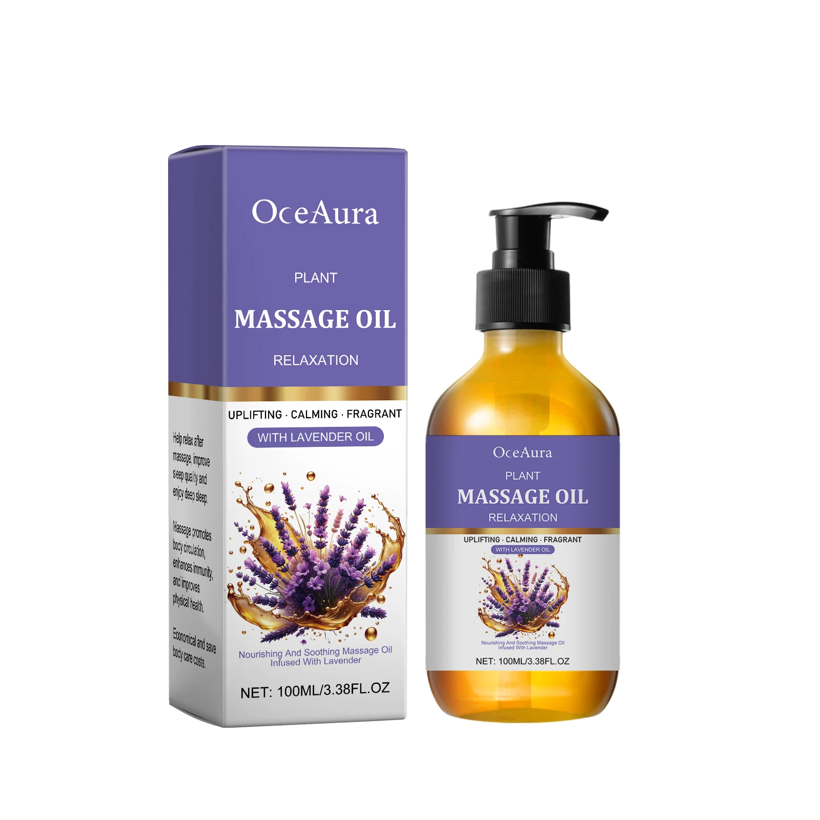 Óleo essencial de lavanda calmante muscular alívio do estresse aroma floral desbotamento linha fina hidratante nutritivo corpo spa massagem óleo