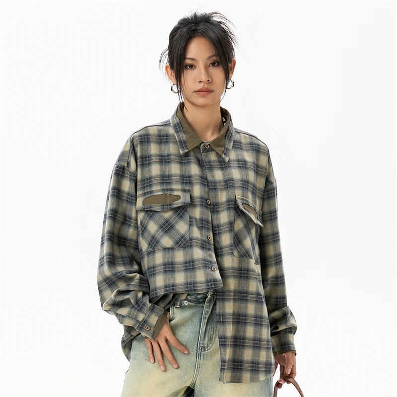 Women\'s Casual Checked Shirt Women Tops Woman 2024 Choice Welcome Deals Womens Shirts Women\'s Long Sleeve Blouse Western Female