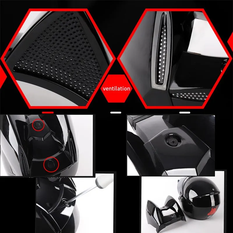 Capacete Casque Moto Helm Wajah Penuh Motor Helm Telinga Moto Wanita Helm Sepeda Motor Kepribadian Helm Telinga Kucing Motocross