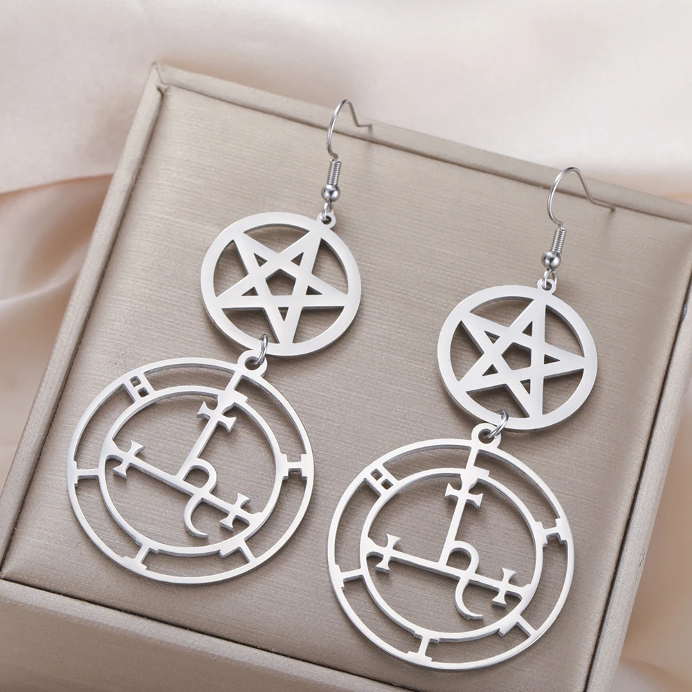 Dawapara Wheel of Hecate Pentagram Ohrringe Sigil of Lilith Mondgöttin Pentagramm Symbol Edelstahl Ohrringe Wicca Schmuck – Detail 14