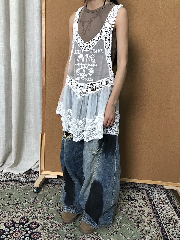 

Achihara Летняя кружевная ter Dr Белая юбка с цветочным принтом во французском стиле, хлопок, 00% юбка-миди со средней талией для поездок на работу