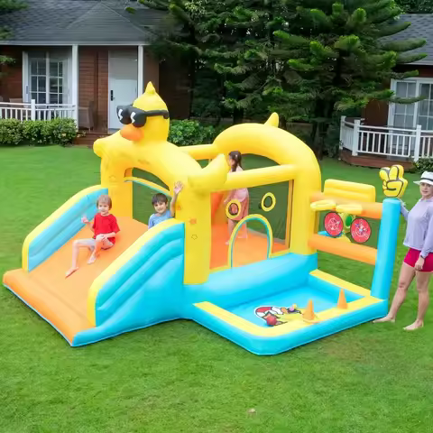Mini Household Courtyard Bouncy House Soft With Slide Duck Jump Castle Inflatable Bounce House Family Party Funny