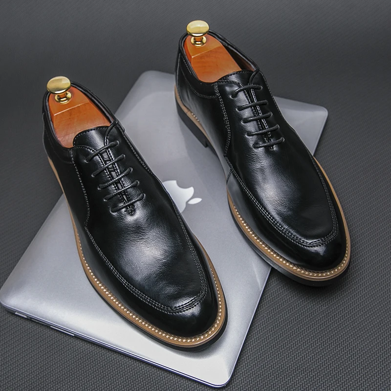 Golden Sapling Formal Shoes Men Fashion Leather Flats Comfortable Men's Casual Business Shoes Dress Office Oxfords Wedding Flats