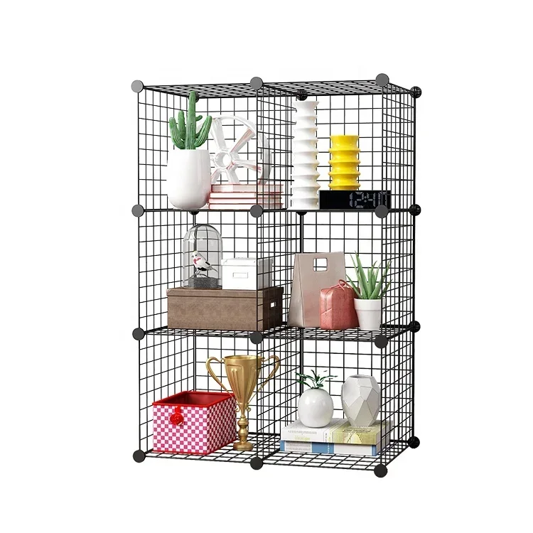2026 6 Cube Wire Grid Storage Shelf Cubes Modular Shelving Unit DIY Metal Grid Closet Organizer System Bookcase Cabinet