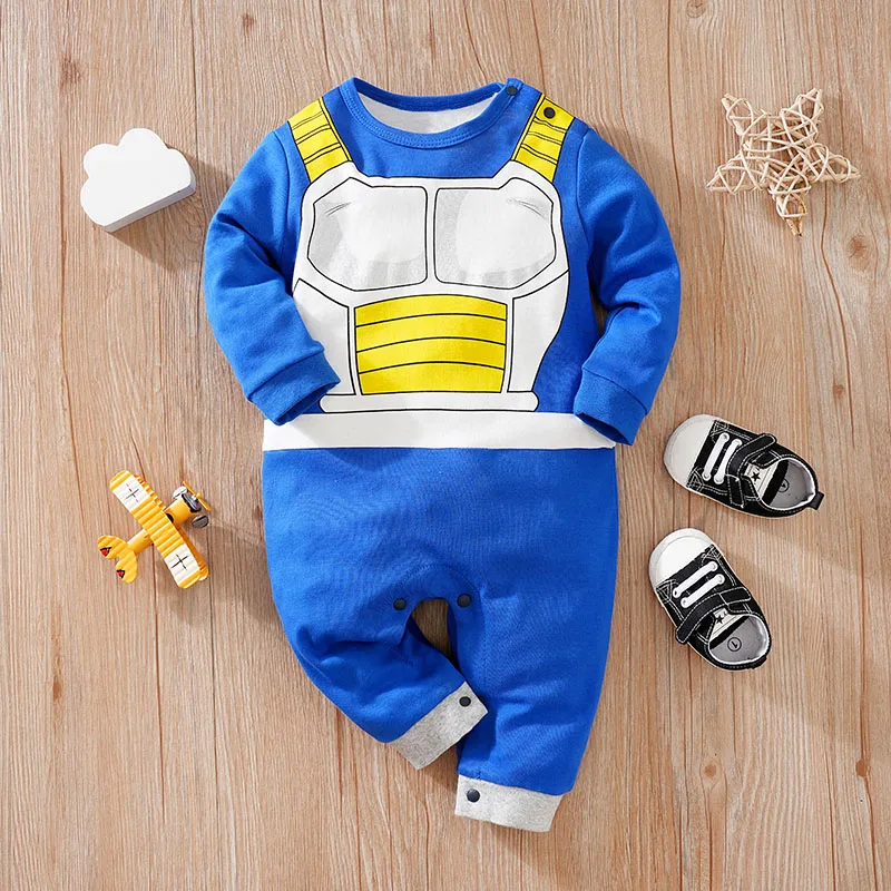 0-18M blue Anime Baby Rompers Newborn Cosplay Costume Infant One-pieces Cotton round collar comfortable Clothes Boys pajamas