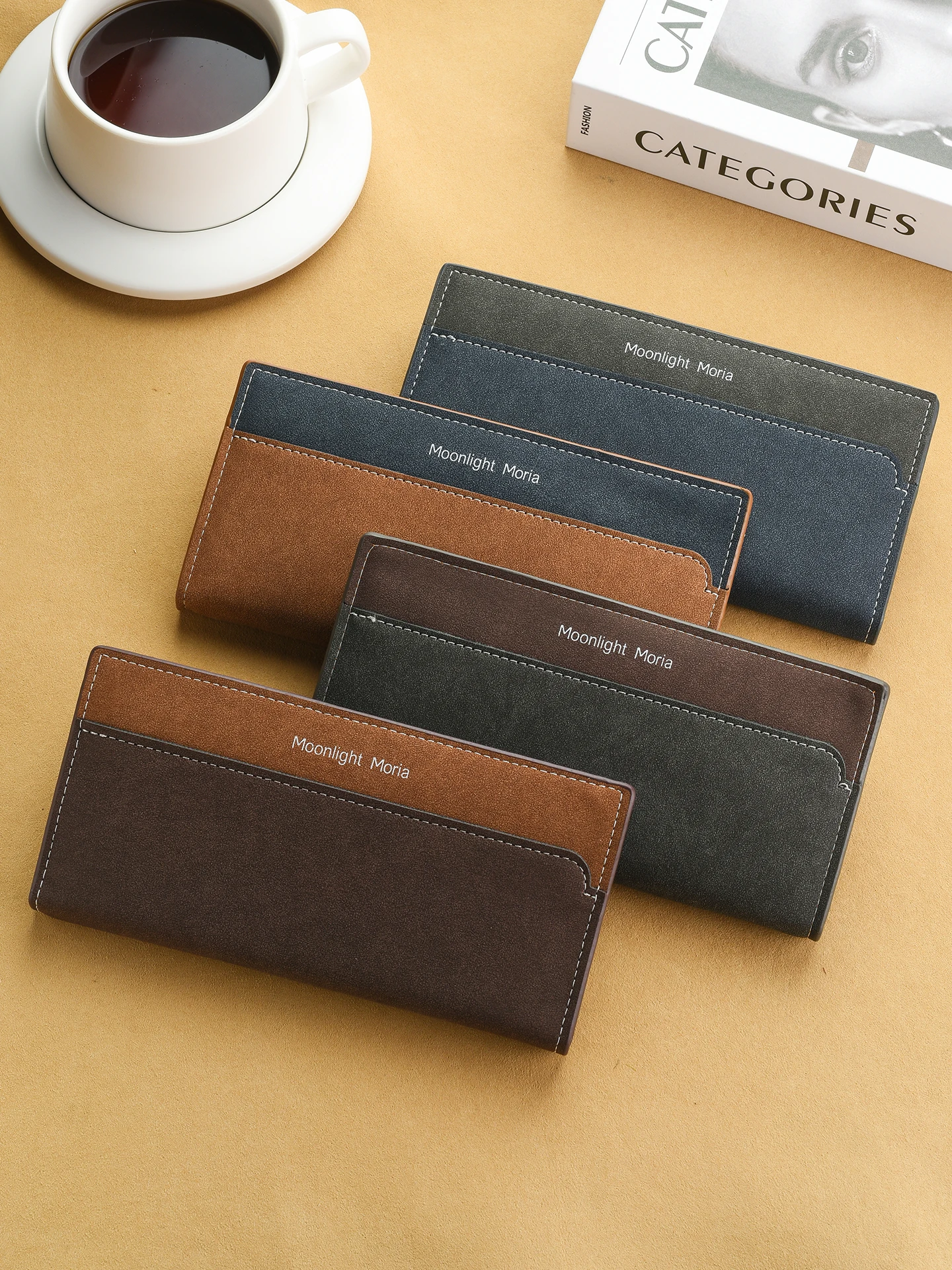 

Мужской матовый длинный кошелек с множеством отделений для карт, визитница, монетница, винтажный стиль, из искусственной кожи, однотонный, молодежный, модный