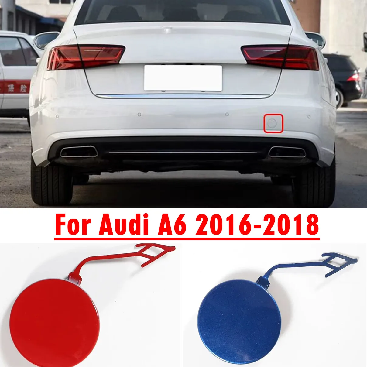 

Rear Bumper Towing Tow Hook Eye Cover Cap For Audi A6 2016-2018 ABS New