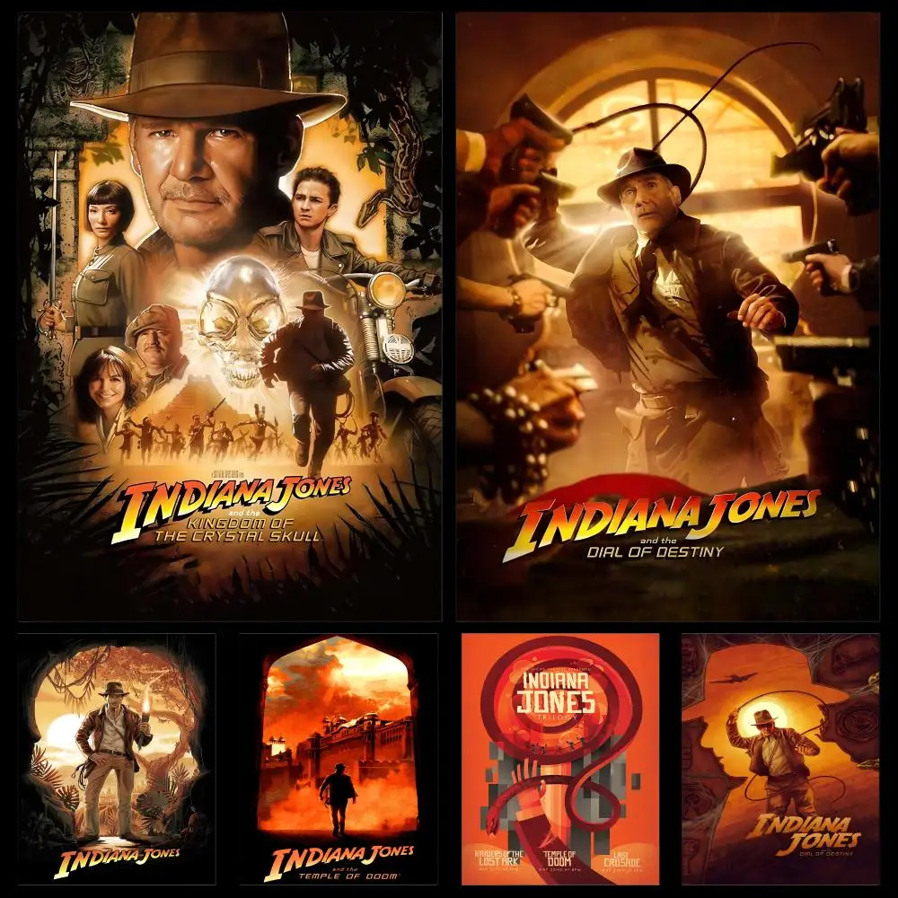 Movie Indiana Jones Adventure Poster PP Self Adhesive Modern Decorative HD for Garage Gaming Room Living Room Gift