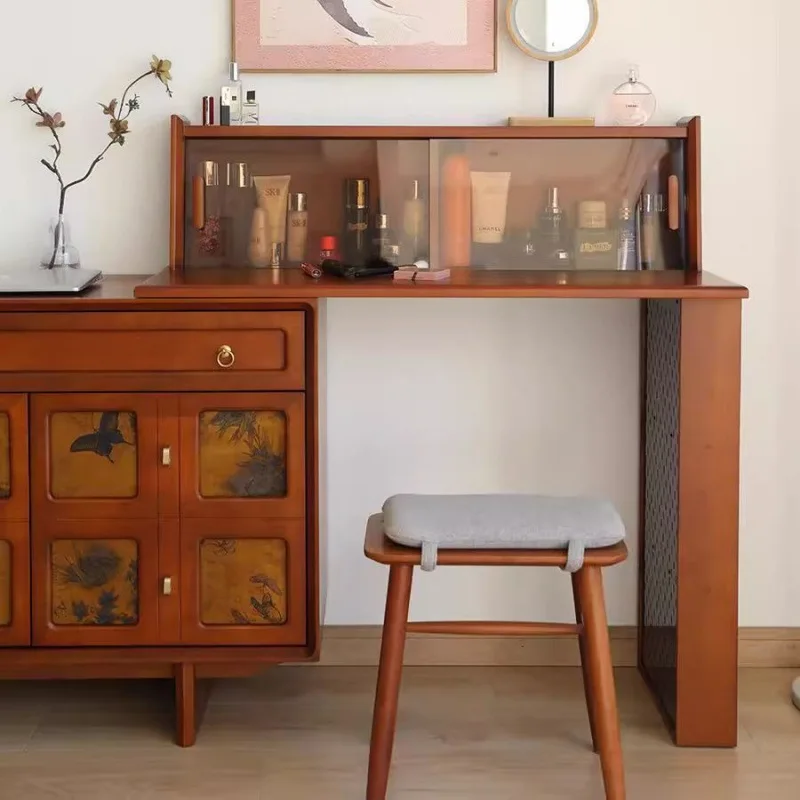 

Chest dressing table integrated, retro six chests dressing table bedroom locker dresser black